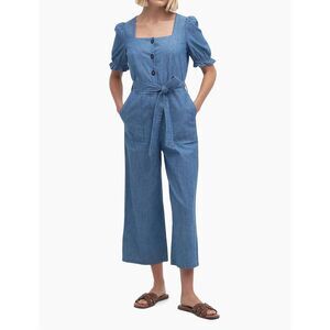 Barbour Berkley Belted Cotton Chambray Crop Jumpsuit US 6 $175